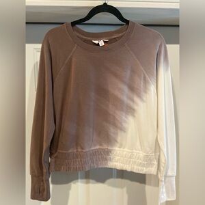 JoyLab~Warm~Brown/White~Starburst Design~Cotton Blend~Cropped~Active Top~Size S